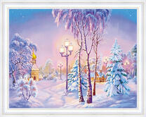 Ночная деревня в снегу