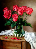 Осыпающиеся розы на столике