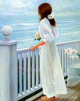 Девушка смотрит на море