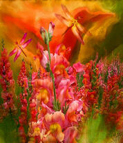 Стрекозы над цветами