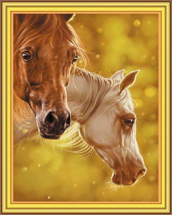 Алмазная мозаика 40x50 Ухоженные красивые лошади