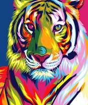 Серьезный тигр в стиле поп-арт