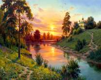 Сказочный рассвет над рекой