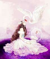 Девушка в пышном платье и лебедь