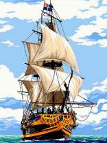 Старинный фрегат в спокойном море