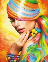 Девушка с волосами цвета радуги