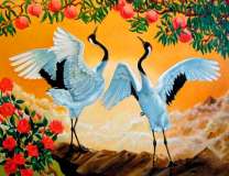 Весенний танец красноголовых журавлей