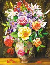 Букет лилий и роз в большой вазе