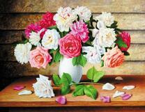 Букет роз и пионов в вазе