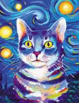 Кошка и звезды ночью