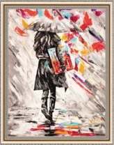 Девушка под зонтом с картиной