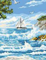 Белый парусник у берега