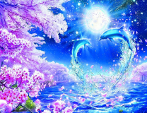 Дельфины в сердечном танце