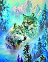 Большие волки, лес и горы