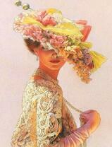 Красивая дама с цветочной шляпой