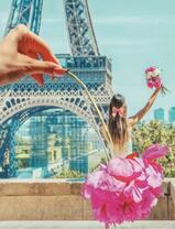 Девушка с цветочной юбкой в Париже