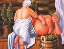 Семейная пара в баньке