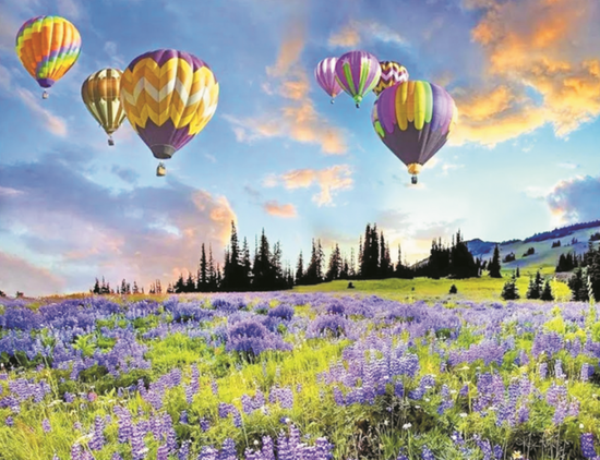Алмазная мозаика 40x50 Полет воздушных шаров над горными долинами