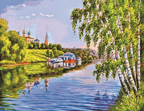 Вид через реку на собор