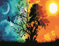 День-ночь и пара под деревом