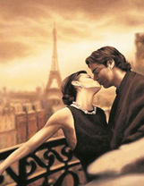 Нежный поцелуй в Париже