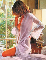 Голая девушка в прозрачном пеньюаре