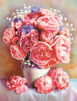 Букет пионов с васильками