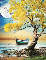 Лодка у осеннего дерева