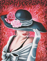 Роковая дама в шляпе с розами