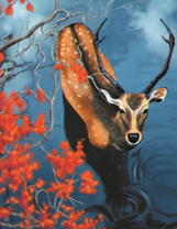 Красивый олень в озере