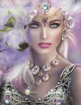 Прекрасная беловолосая принцесса и волк