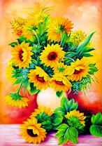 Свежий букет декоративных подсолнухов