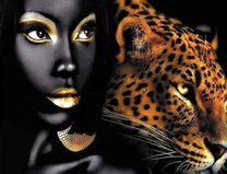 Леопард и черная девушка