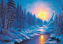 Полёт филина над зимним лесом