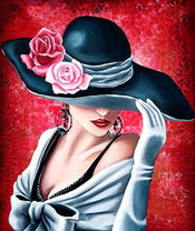 Элегантная девушка в шляпе с розами