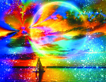 Сказочное небо над парусником