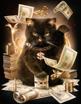 Черный кот с деньгами