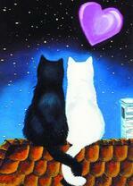 Котячая любовь на крыше дома