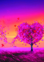 Розовое дерево на розовом поле