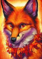 Хитрая лиса с осенним венком