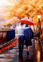 Прогулка под дождем в осеннем парке