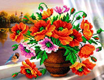 Маки в глиняной вазе на окне