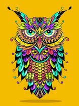 Сова на желтом фоне