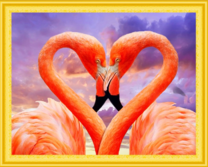Розовые фламинго делают сердце
