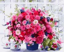 Огромный букет из роз, ромашек и хризантем