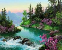 Цветущие кустики на берегу речки