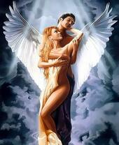 Обнаженная девушка и ее ангел хранитель