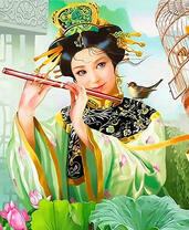 Девушка в национальном костюме с флейтой