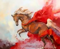 Конь в красном дыму