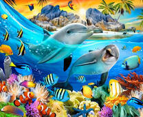 Дельфины у тропического островка